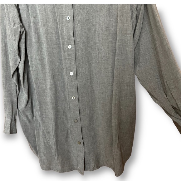J. Jill Button-Back Tunic Minimalist Gray Long Sleeve Collared High-Low Shirt - Picture 6 of 13